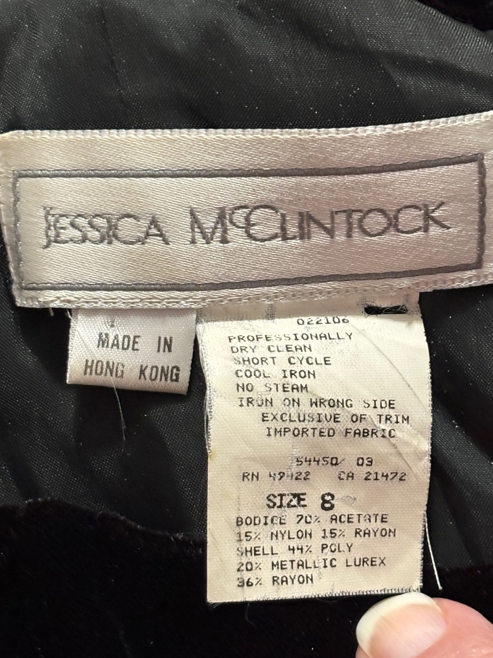 Vintage Jessica McClintock Size 8 Velvet Bodice Metallic Brocade Dress - Picture 4 of 9